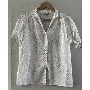 Vintage JANIS Polka Dot Sz 16 Shirt  Blouse Buttons‎ Easter Spring